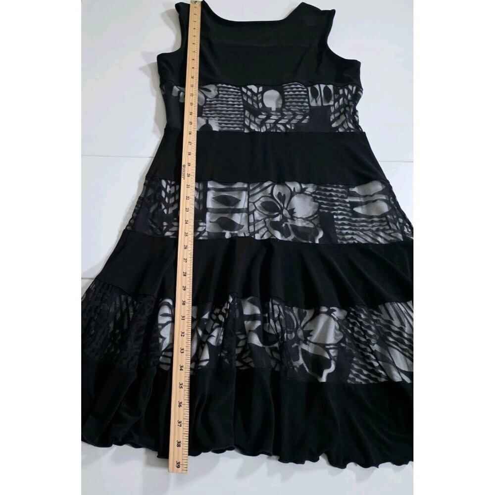 Joseph Ribkoff Dress US 12 Black White Lined Lace Panels Fairy Grunge Whimsigoth - Picture 7 of 16